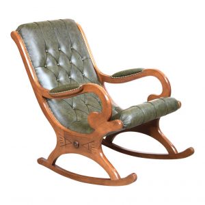 Fauteuil à bascule en vrai cuir