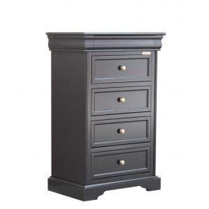 Chiffonier 5 tiroirs style Louis Philippe laqué noir