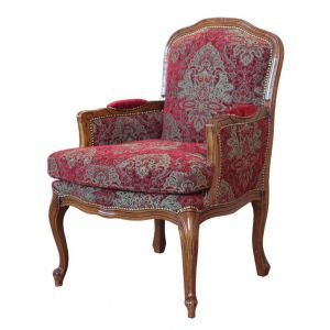 Fauteuil bergère grand confort tissu damassé