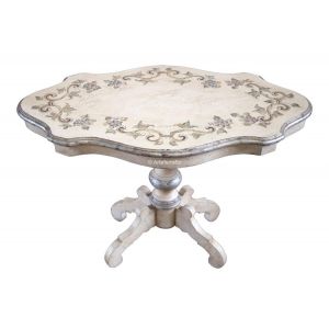 Table de salon galb&eacute;e et peinte - Pi&egrave;ce unique