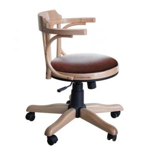 Fauteuil tournant avec roulettes finition bois naturel