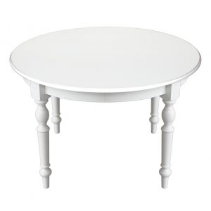 Table ronde 120 cm avec rallonge, pieds tournés