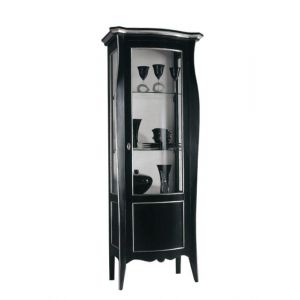 Vitrine 1 porte noir et feuille argent
