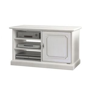 Meuble TV finition laqu&eacute;e avec &eacute;tag&egrave;res r&eacute;glables