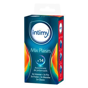 Intimy pr&eacute;servatifs lubrifi&eacute;s mix plaisirs, 14 unit&eacute;s