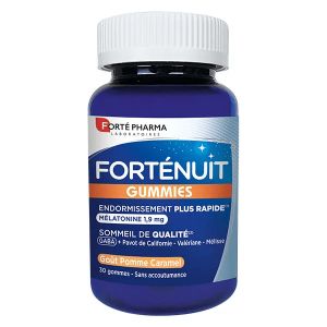 Fort&eacute; Pharma Fort&eacute;Nuit Gummies Melatonine Plantes GABA 30 gommes Pomme Caramel
