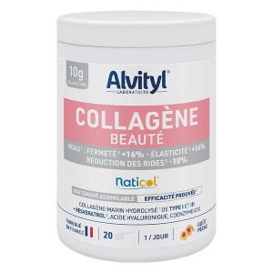 Alvityl Collagène Beauté Marin hydrolisé de Type 1 et 3 - Goût Pêche agréable – 210 gr