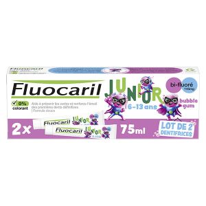 Fluocaril Junior 6-12 ans Dentifrice Gel Bubble Lot de 2 x 75ml