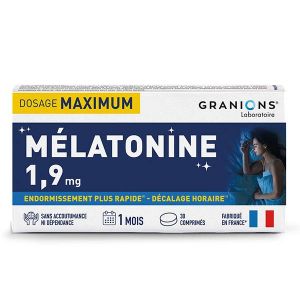 Granions Melatonine  1,9 mg - Sommeil, Endormissement plus rapide - Cure 1 mois