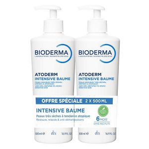 Bioderma Atoderm Intensive Baume Réparateur Peaux Sèches Eczéma Atopiques Lot 2x500ml