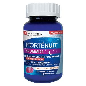 Forté Pharma FortéNuit Gummies Mélatonine 1,9 mg Plantes GABA Sommeil 30 gommes