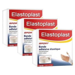 Elastoplast Sport Bande Adh&eacute;sive Elastique Lot de 3 bandes de 3cm x 2,5m