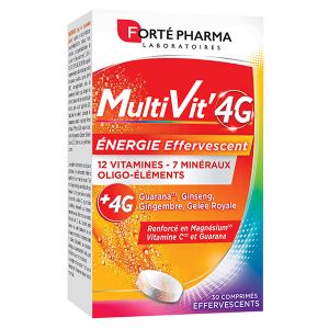 Fort&eacute; Pharma MultiVit'4G Energie Magnesium Fer 30 comprim&eacute;s effervescents