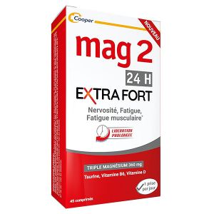 MAG 2 24H Extra Fort Magnésium Vitamine B6 Fatigue Nervosité 45 comprimés