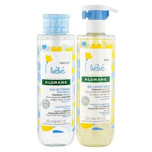 Klorane Pack Essentiels Bébé Gel Lavant Doux et Eau Nettoyante