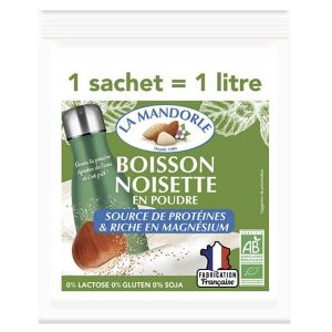 LA MANDORLE - Boisson Noisette en poudre -1 Sachet de 80gr = 1L
