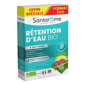 Santarome R&eacute;tention d'eau Bio 1 mois D&eacute;tox et Minceur 30 comprim&eacute;s
