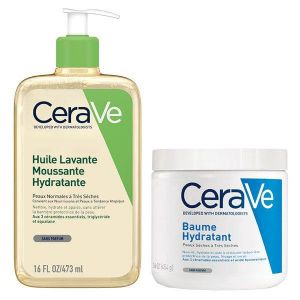Cerave Routine Corps Peaux S&egrave;ches Huile Lavante 473ml & Baume Hydratant 454g