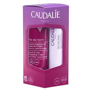 Caudalie Coffret Th&eacute; des Vignes Cr&egrave;me R&eacute;paratrice Mains & Ongles 30ml + Soins des L&egrave;vres 4,5g