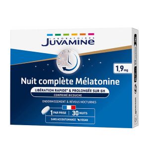 Juvamine Nuit compl&egrave;te - M&eacute;latonine lib&eacute;ration prolong&eacute;e, 30 comprim&eacute;s