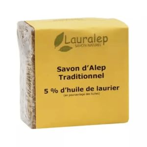 Lauralep Savon d'Alep Traditionnel 5% d'Huile de Laurier 200g