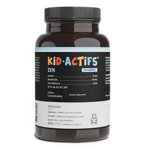 Aragan Kid- Actifs Zen Compl&eacute;ment Enfants &ndash; Safran, Magn&eacute;sium, DHA &ndash; 60 gummies