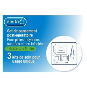Alvita Set de Pansement Post-Op Plaies > 5cm et < 10cm 3 unit&eacute;s