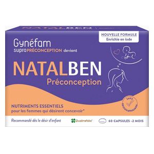 Gynefam Natalben - Préconception avec Acide Folique 5-MTHF - 60 capsules - 2 mois