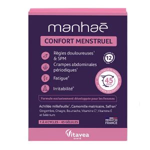 Manha&eacute; Confort Menstruel R&egrave;gles douloureuses 1 &agrave; 4 cycles 45 g&eacute;lules