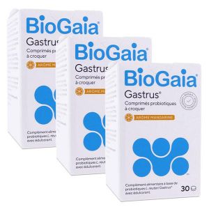 BioGaia Gastrus Ar&ocirc;me Mandarine 30 comprim&eacute;s - Lot de 3