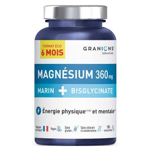 Granions Double Magn&eacute;sium 360 mg - Format Eco - 6 Mois - 180 comprim&eacute;s