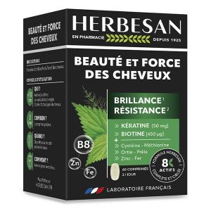 Herbesan - Beauté & force des cheveux - Brillance, éclat, résistance - 60 comprimés