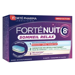 Fort&eacute; Pharma Fort&eacute;Nuit 8h Sommeil Relax M&eacute;latonine Gaba 15 comprim&eacute;s tri-couches