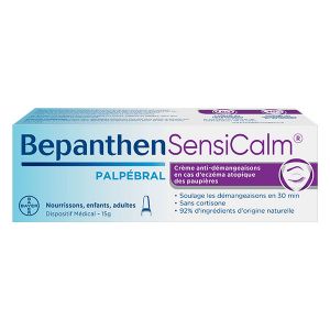 Bepanthen SensiCalm Palp&eacute;bral - Soulage l&rsquo;ecz&eacute;ma atopique des paupi&egrave;res, anti-d&eacute;mangeaisons - 15g