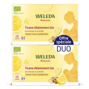 Weleda Duo Tisane Allaitement bio Citron Gingembre lot de 2x 20 sachets