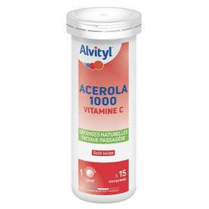 Alvityl Acerola 1000 &agrave; croquer Vitamine C d&egrave;s 12 ans 15 comprim&eacute;s
