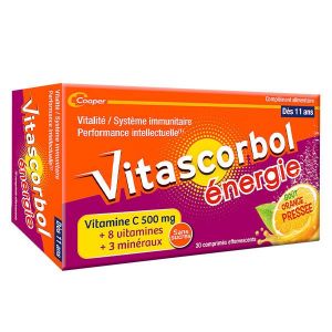 Vitascorbol Energie Compl&eacute;ment alimentaire Multivitamines 30 comprim&eacute;s effervescents