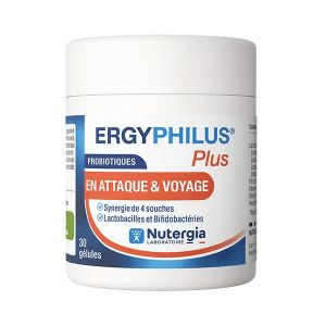 Nutergia Ergyphilus Plus Probiotiques en attaque et voyage 30 g&eacute;lules