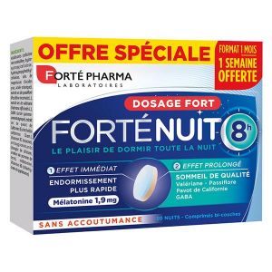 Fort&eacute; Pharma Fort&eacute;Nuit Sommeil 8h M&eacute;latonine 1900 Val&eacute;riane GABA 30 comprim&eacute;s