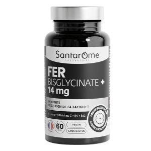 Santarome Fer Bisglycinate 14 mg Fatigue et immunit&eacute; 60 g&eacute;lules 2 mois