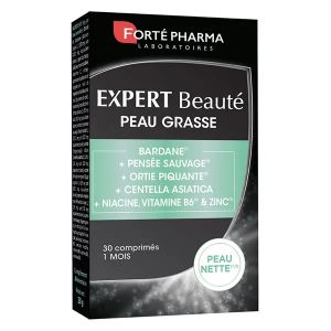 Fort&eacute; Pharma Expert Beaut&eacute; Peau Grasse Bardane Centella Asiatica Zinc Ortie 30 comprim&eacute;s