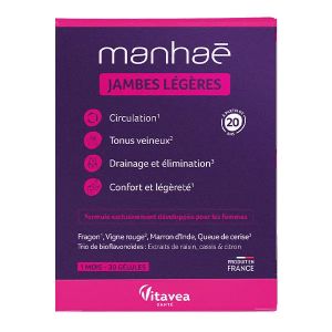Manha&eacute; Jambes L&eacute;g&egrave;res Circulation, Confort & Tonus Veineux 30 G&eacute;lules
