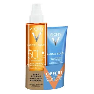 Vichy Capital Soleil Huile solaire SPF50+ 200mL + lait apaisant après-soleil 100mL offert