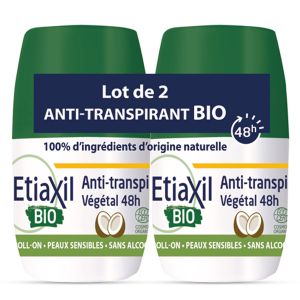 ETIAXIL Déodorant Anti-Transpirant Coco Végétal 48h Bio Lot de 2 x 50ml