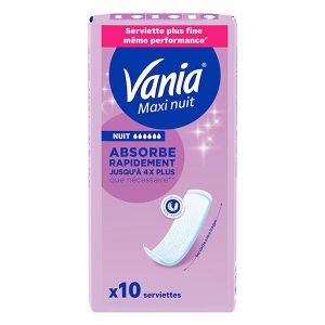 Vania Serviettes Hygiéniques Maxi Nuit (10 serviettes)