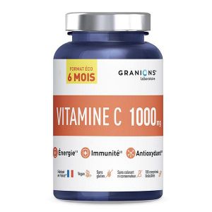 GRANIONS Vitamine C 1000 mg 6 Mois - Energie et Immunit&eacute; - 180 comprim&eacute;s
