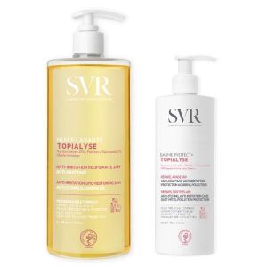 SVR Routine Topialyse Hygiene et Soin  Peaux Atopiques et Sensibles, Huile Lavante, Baume Protect