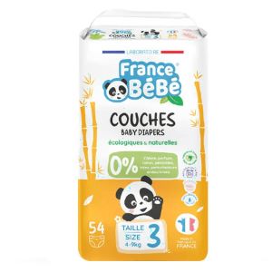 France B&eacute;b&eacute; Couches &eacute;cologiques fran&ccedil;aises Taille 3 - 54 couches