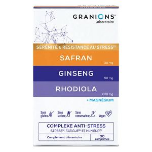 Granions Complexe Anti Stress Rhodiol, Ginseng 30 Comprim&eacute;s