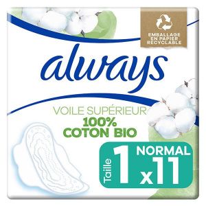 Always Coton Protection Normal Serviettes avec Ailettes 11 unités